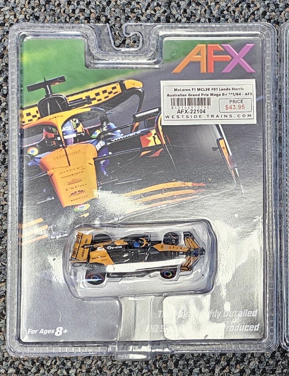MojaveRailroad's tweet photo. New AFX F1 Set and two new AFX F1 cars. Available in-store or via our web store right now. #westsidetrains #lasvegas #hobbystore #slotcars #afxracing #afx #formula1 https://t.co/AjBIYNb4cf