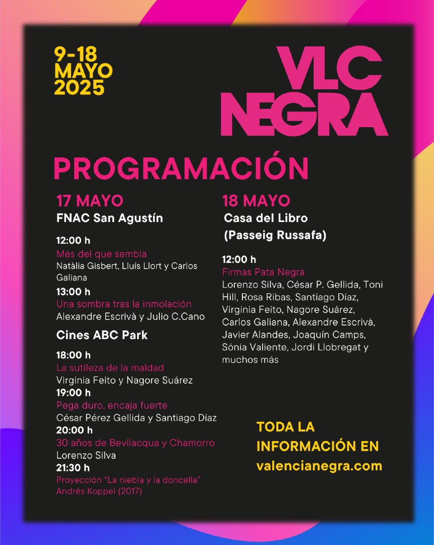 👏¡Programa al completo! Haz hueco en tu agenda para disfrutar de nuestro capítulo 13. ¡Mañana comienza el espectáculo!🥳

#13valencianegra #novelanegra #festivalesliterarios