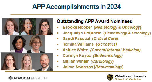 WakeForestIM's tweet image. Department of Internal Medicine APPs are doing great things! These are just a handful of their accomplishments in the past year: