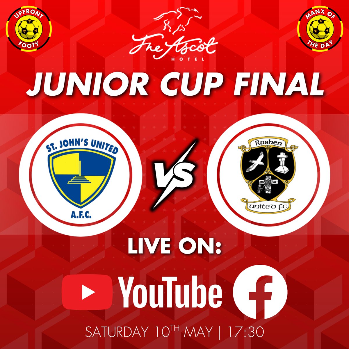 Upfront Footy (@upfrontfooty) on Twitter photo ๐๐๐ฉ๐ ๐ฆ๐ง๐ฅ๐๐๐ ๐ฅ
The pinnacle of combination football, the Ascot Hotel Junior Cup Final, will be available to watch for free on YouTube and Facebook this Saturday evening!
<a href="/StJohnsUtdAFC/">St John's United AFC</a> take on <a href="/rushenutd/">Rushen United FC</a> in whatโs set to be a great a battle. ๐๐๐ฉ๐ ๐ฆ๐ง๐ฅ๐๐๐ ๐ฅ
The pinnacle of combination football, the Ascot Hotel Junior Cup Final, will be available to watch for free on YouTube and Facebook this Saturday evening!
<a href="/StJohnsUtdAFC/">St John's United AFC</a> take on <a href="/rushenutd/">Rushen United FC</a> in whatโs set to be a great a battle.