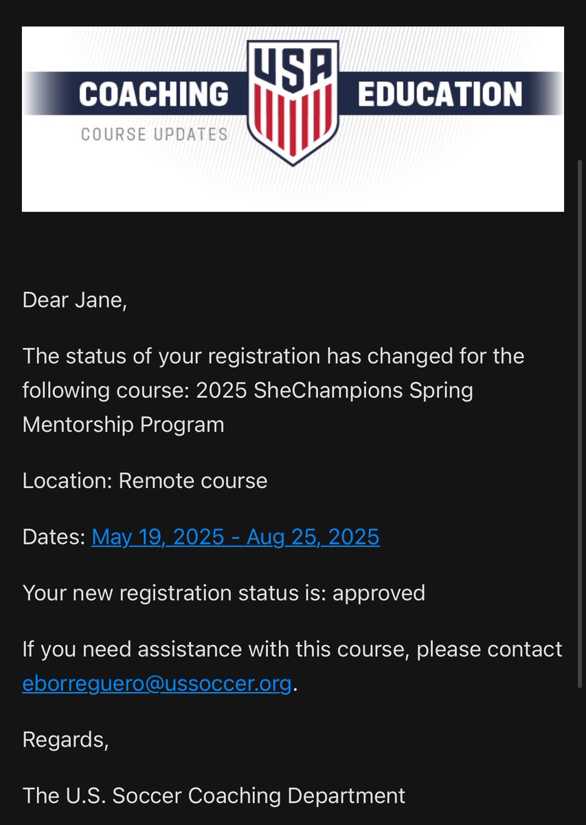 Looking forward to this – <a href="/ussoccer/">U.S. Soccer</a> SheChampions Spring Mentorship Program! 🤓