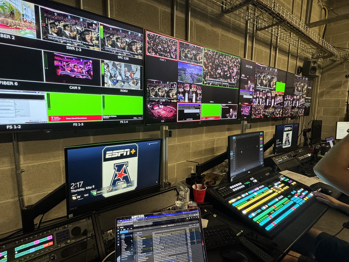 VideoHession's tweet image. Our Athletics Live Production team is producing 10 total @TempleUniv commencements between @LiacourasCenter and McGonigle Hall, including main commencement!
Also enjoy when my @TUKleincollege students stop in and ask how the broadcasts are going!