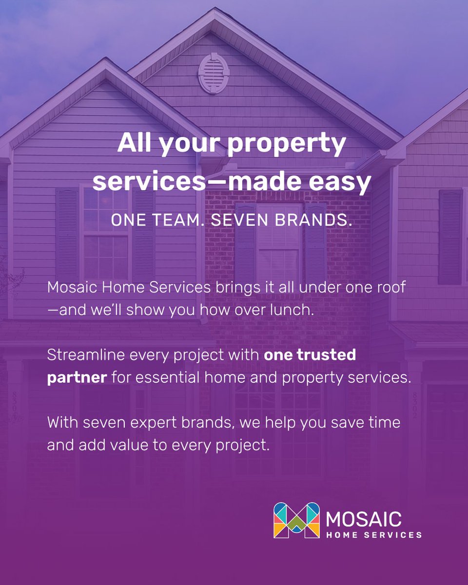 GetMosaicYeg's tweet image. Simplify Your Property Projects, All in One Place
We make it simple. Let's talk over lunch.
At Mosaic Home Services, our seven brands handle everything
.
📩 Book Your Lunch & Learn: admin@getmosaic.ca
Good food. Great people. Real solutions.