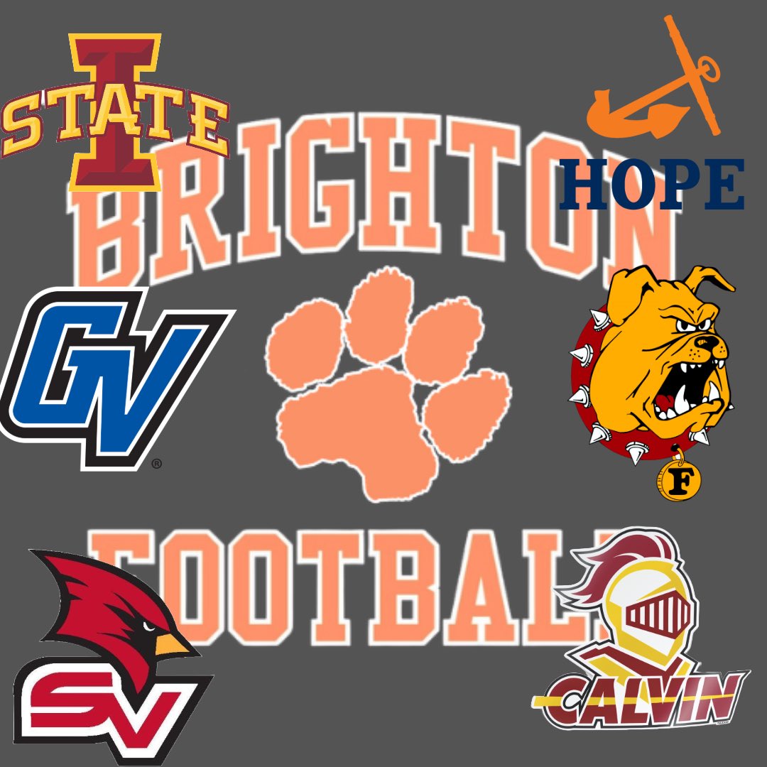 Brighton Football (@godogs_football) on Twitter photo Thanks to these great programs for coming in to visit us the past few days!
<a href="/CycloneFB/">Iowa State Football</a>
<a href="/svsu_football/">SVSU Football</a>
<a href="/HopeCollegeFB/">Hope College Football</a>
<a href="/CalvinKnightsFB/">Calvin Knights Football</a>
<a href="/FerrisFootball/">Ferris St. Football</a>
<a href="/gvsufootball/">GVSU Football</a> Thanks to these great programs for coming in to visit us the past few days!
<a href="/CycloneFB/">Iowa State Football</a>
<a href="/svsu_football/">SVSU Football</a>
<a href="/HopeCollegeFB/">Hope College Football</a>
<a href="/CalvinKnightsFB/">Calvin Knights Football</a>
<a href="/FerrisFootball/">Ferris St. Football</a>
<a href="/gvsufootball/">GVSU Football</a>