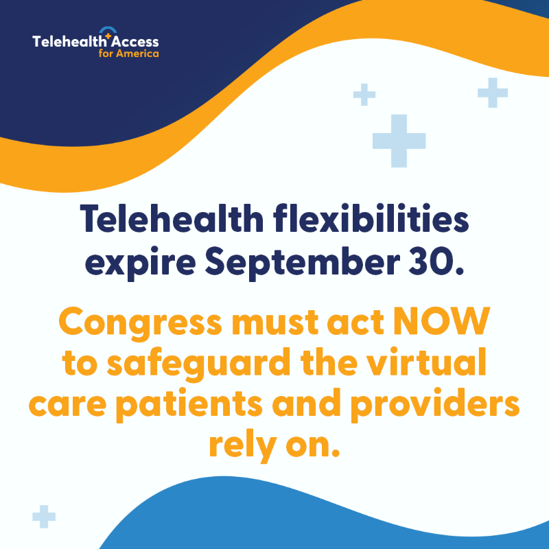 TAforAmerica's tweet photo. ⏰TIME IS RUNNING OUT! #Telehealth is set to expire at the end of September. 

Urgent action is needed to safeguard telehealth access, and provide the longer-term certainty necessary to unlock the full potential of #virtualcare for patients. Learn more: