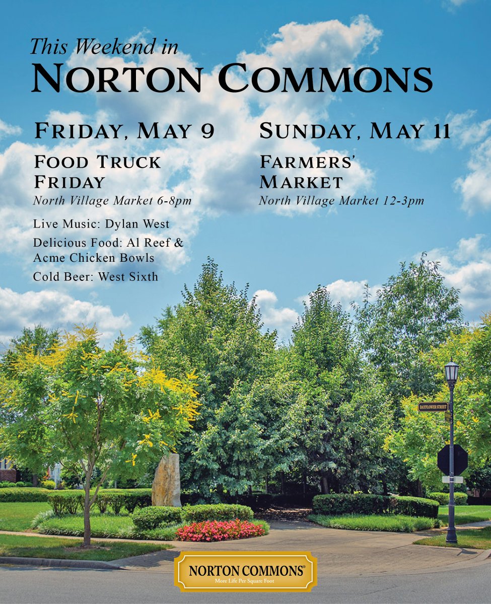 Join us from 6-8pm in the North Village for live music from Dylan West, delicious bites from Al Reef &amp; Acme Chicken Bowls &amp; cold beer from West Sixth. Bring a friend, grab a drink &amp; enjoy an evening full of flavor, music, and that unbeatable neighborhood vibe. #NortonCommonsLife