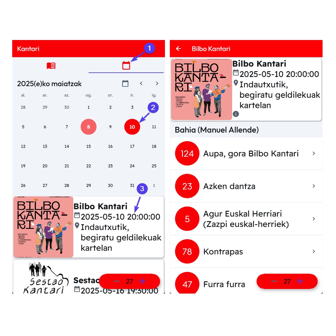 Gogoratu, Kantari app-aren bitartez, larunbateko Bilbo Kantariko zerrenda eta geldilekuak kargatuta daudela jada. Instalatu: onelink.to/kantari