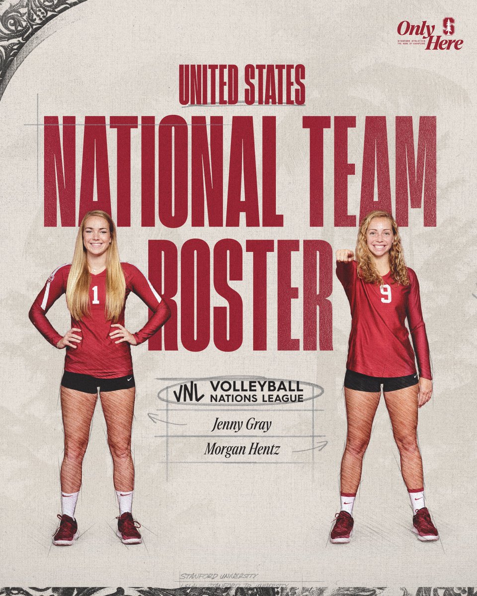 Stanford Women's Volleyball (@stanfordwvb) on Twitter photo Card, White & Blue πΊπΈ
<a href="/jennagray22/">Jenna Gray</a> & Morgan Hentz have been named to <a href="/usavolleyball/">USA Volleyball</a>'s 30-player long list roster for Volleyball Nations League π
π Β» tinyurl.com/24s6pyxk
#GoStanford Card, White & Blue πΊπΈ
<a href="/jennagray22/">Jenna Gray</a> & Morgan Hentz have been named to <a href="/usavolleyball/">USA Volleyball</a>'s 30-player long list roster for Volleyball Nations League π
π Β» tinyurl.com/24s6pyxk
#GoStanford