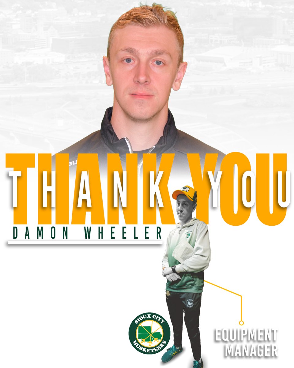A Clark Cup Champion and a fantastic EQ! Thank you and best of luck to our own Damon Wheeler who is pursuing a new opportunity

#SCMusketeers | #USHL | #SiouxCity