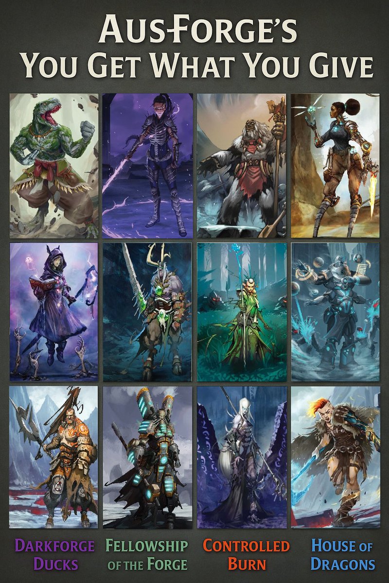 ausforge's tweet image. (2/2) You get what you give team format

✅ Team forgeborn selections start today. Matches follow.
🎮 No experience required!

📅 Event starts 16 May 8PM CDT events.solforgefusion.com/event/3RY73FYR…
🌀 Join the AusForge Discord to sign up for a team (randomly decided)
discord.gg/5MmvjtUCa7