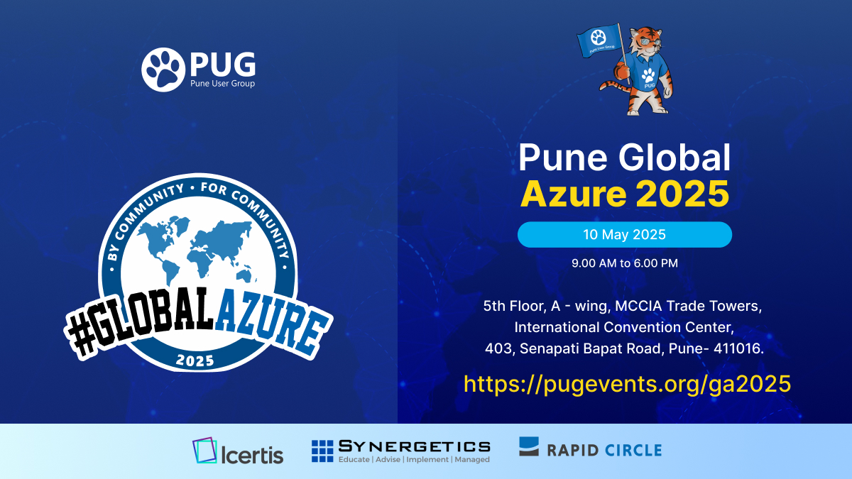 maheshmitkari's tweet image. 🚀 Don’t Miss the Biggest Azure Event in Pune! 🌐
Pune Global Azure 2025 is part of the global celebration of Microsoft Azure, bringing the community together to learn, share, and grow. Organized by the Pune User Group (PUG) – one of India’s most active Microsoft communities –…