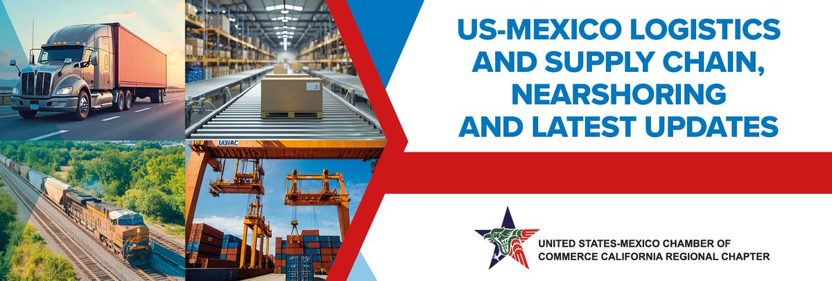 📢 Join us May 30 at the Port of Long Beach for a deep dive into 🇺🇸🇲🇽 logistics, nearshoring, and supply chain trends. 
Register Now: bit.ly/3RULo5p

#USMexicoTrade #Nearshoring #SupplyChain #Logistics #USMCOC4o