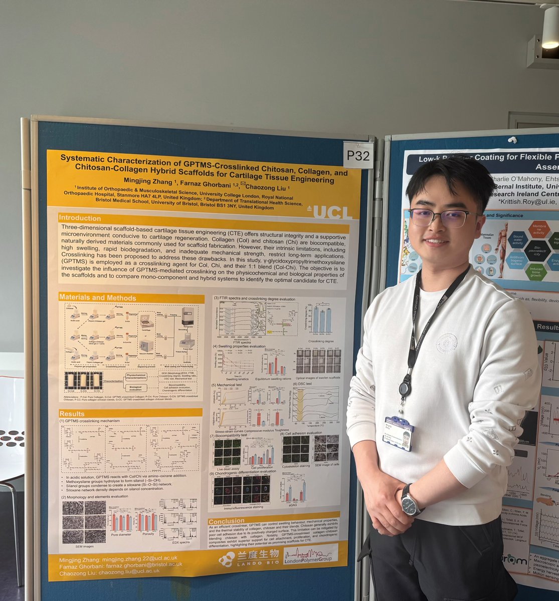 Farnaz Ghorbani (@farnaz23591) on Twitter photo Great to see <a href="/mingjing_zhang4/">Mingjing Zhang</a> presenting his PhD work on #Cartilage #TissueEngineering at the London Polymer Symposium 2025!
Grateful to Prof. Liu (<a href="/Liu_Lab_UCLIOMS/">Chaozong Liu</a> <a href="/ucl/">UCL</a>) for the opportunity, which has shaped my own approach to mentoring students. Great to see <a href="/mingjing_zhang4/">Mingjing Zhang</a> presenting his PhD work on #Cartilage #TissueEngineering at the London Polymer Symposium 2025!
Grateful to Prof. Liu (<a href="/Liu_Lab_UCLIOMS/">Chaozong Liu</a> <a href="/ucl/">UCL</a>) for the opportunity, which has shaped my own approach to mentoring students.