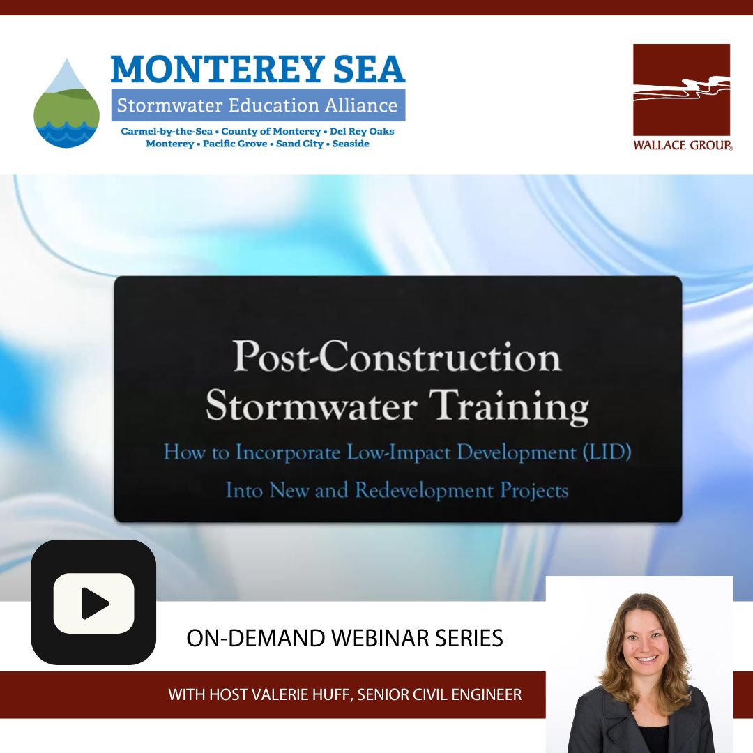 WallaceGroupSLO's tweet photo. A new series of videos by Monterey SEA simplifies stormwater training. Industry experts, including Wallace Group's Senior Civil Engineer Valerie Huff, walk through stormwater regulations and best practices at https://t.co/9xSHe6nbUe. https://t.co/cjZ2HPM3Io
