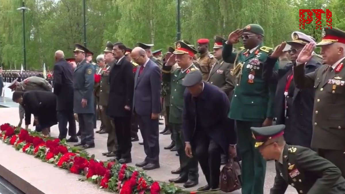 PTI_News's tweet photo. PHOTO | Union MoS for Defence Sanjay Seth (@SethSanjayMP) is in Moscow for Victory Day marking the 80th anniversary of the Soviet victory in the Great Patriotic War. He laid a wreath at the Tomb of the Unknown Soldier and met Russian Deputy Defence Minister Col Gen Alexander Fomin to discuss deepening military and technical cooperation.

He thanked Russia for its support against cross border terrorism, with both sides agreeing to enhance ties through existing frameworks and regular consultations.

(Photo Source: Russian Embassy in Delhi)