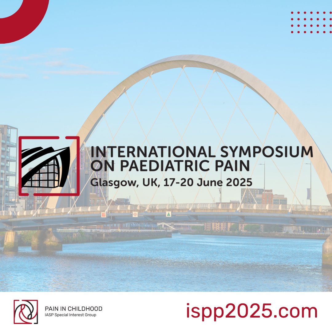 Join experts at #ISPP2025 in Glasgow 17–20 June. With 60+ sessions, the program highlights the best in pediatric pain science—including AI in pain recognition and advances in youth neuropathic pain assessment. Register: bit.ly/3UDnTjd