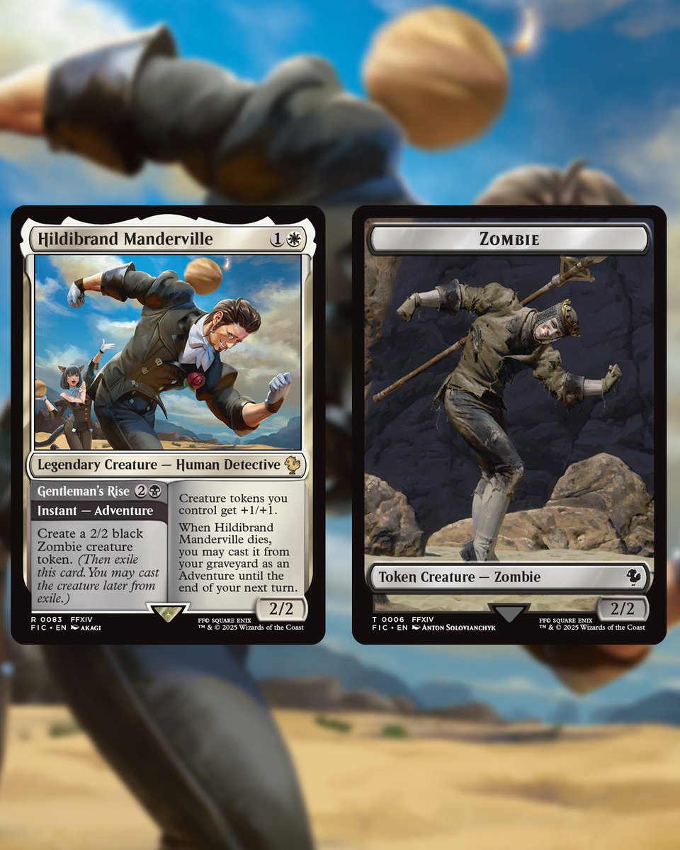 FF_XIV_EN's tweet image. Behold the agent of enquiry, inspector extraordinaire! 🕵️

Here's a preview of both Hildibrand and a most gentlemanly Zombie Token as they will appear in Magic: The Gathering—Final Fantasy! sqex.link/MtGFF

#MTGxFINALFANTASY