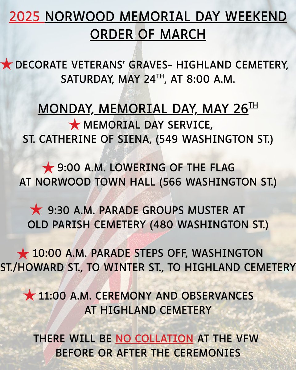 The 2025 Memorial Day schedule is here! Come celebrate Memorial Day Weekend with us ♥️🤍💙
