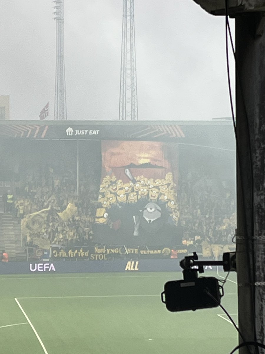Bodo/Glimt fans throwing out a rarely seen Minion tifo