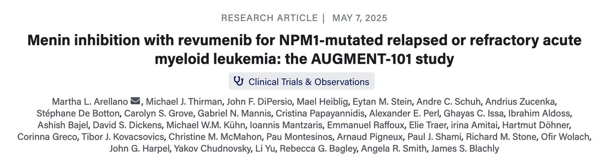 check out results in @BloodJournal for revumenib in R/R NPM1m AML featuring Dr Michael Thirman as co-author!

ashpublications.org/blood/article/…