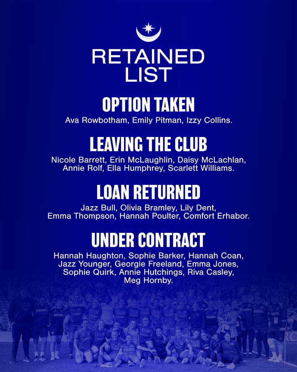 Portsmouth Women (@pompeywomen) on Twitter photo 🔵 We can confirm #Pompey's retained list following the conclusion of the 2024/25 <a href="/BarclaysWC/">Barclays Women’s Championship</a> season. 🔵 We can confirm #Pompey's retained list following the conclusion of the 2024/25 <a href="/BarclaysWC/">Barclays Women’s Championship</a> season.