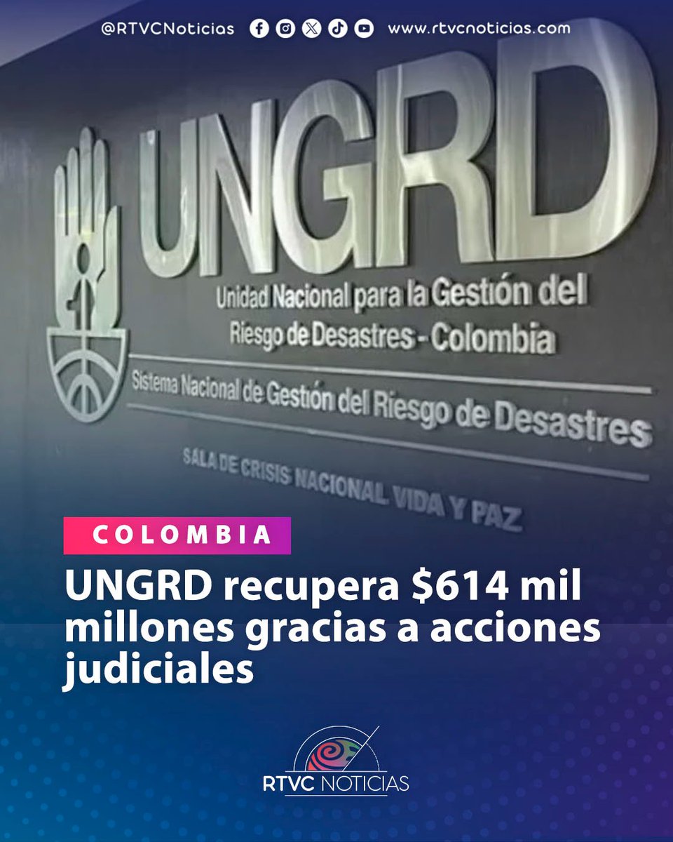 RTVCnoticias's tweet photo. 🚨🇨🇴Los recursos recuperados por parte de la @UNGRD podrán destinarse a proyectos de gestión del riesgo que beneficien a comunidades vulnerables en todo el país.

La noticia📲🔗 https://t.co/GL1CxMT2gJ https://t.co/QtNEt5FRHW