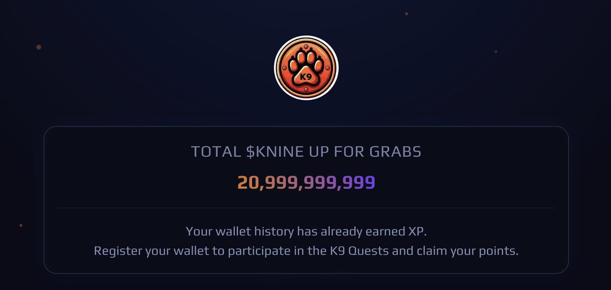 The <a href="/K9finance/">K9 Finance DAO</a> Quest sign-up is LIVE 🔥

Users can now 🚨
▶️Sign up
▶️Create a username
▶️Add a profile picture (pls)
▶️Generate a referral code
▶️Share their referral code (highly recommend)

... &amp; wait for quests to earn more XP in the ~retroactive airdrop~ 👀

🚨 THIS IS ONLY