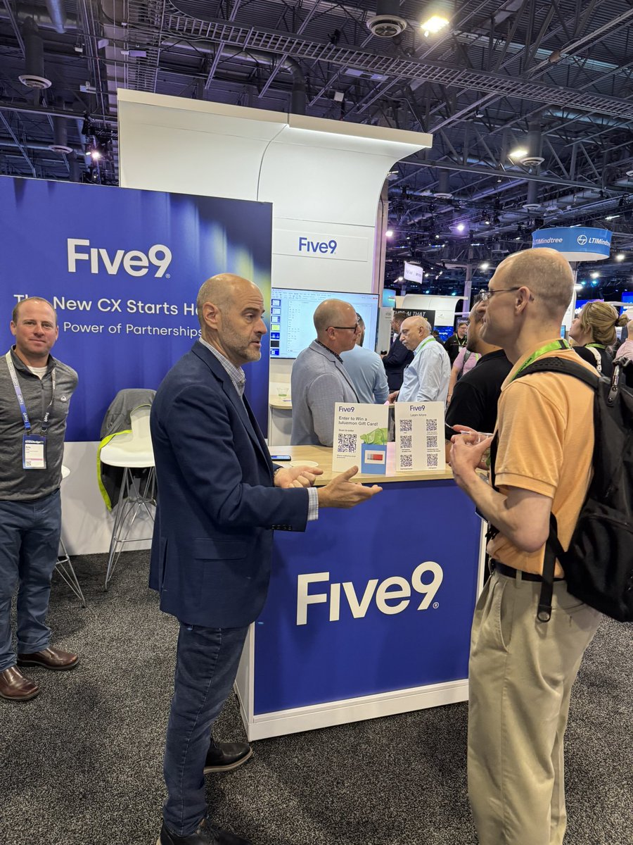 LisaLisajm5's tweet image. Day 3 of @ServiceNow #Knowledge25 and the #Five9 booth is moving and grooving to Andy Grammar! 🎶 #PartnerPowered