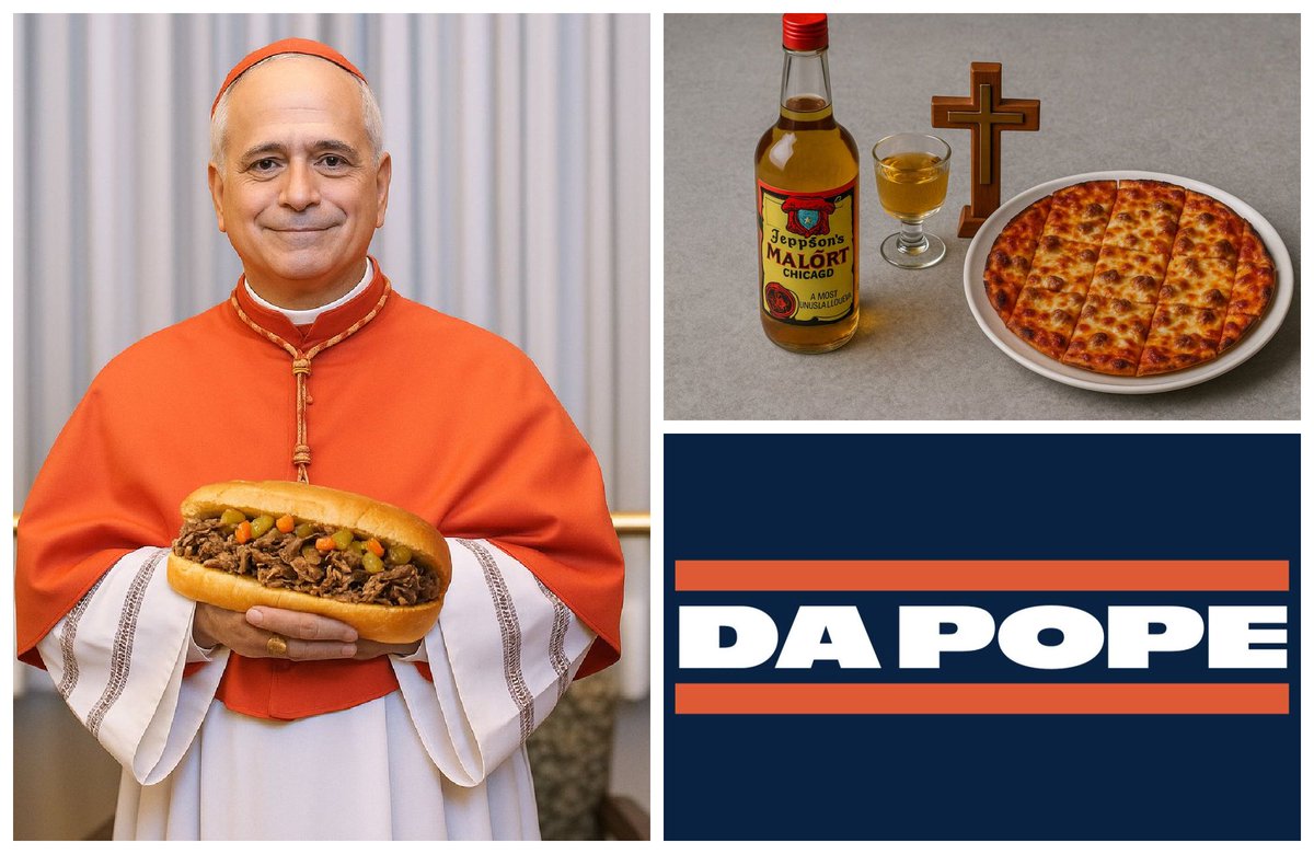 Da Pope: Chicago lose its mind over homegrown pontiff.

Within minutes of the announcement, Chicagoans had Photoshopped the new pope holding an Italian beef sandwich and made at least 50 Malört jokes. buff.ly/hxnbaII