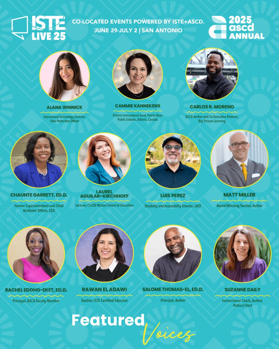 ISTEofficial's tweet image. 🎤 More inspiring speakers just added to #ISTELive + #ASCDAnnual25!
Join us in person or virtually to gain actionable strategies from top educators and thought leaders.
📌 Register now: hubs.ly/Q03lHwGF0
#EdTech #EdLeadership #TeacherPD