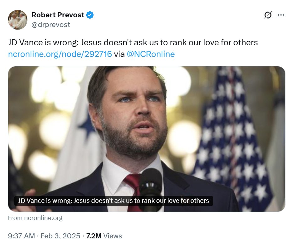 Given the rise of Catholic Nationalism, and the overlap between that and MAGA Catholics, I love that they elected a moderate American-born duel citizen of Peru, who pushes back against MAGA.