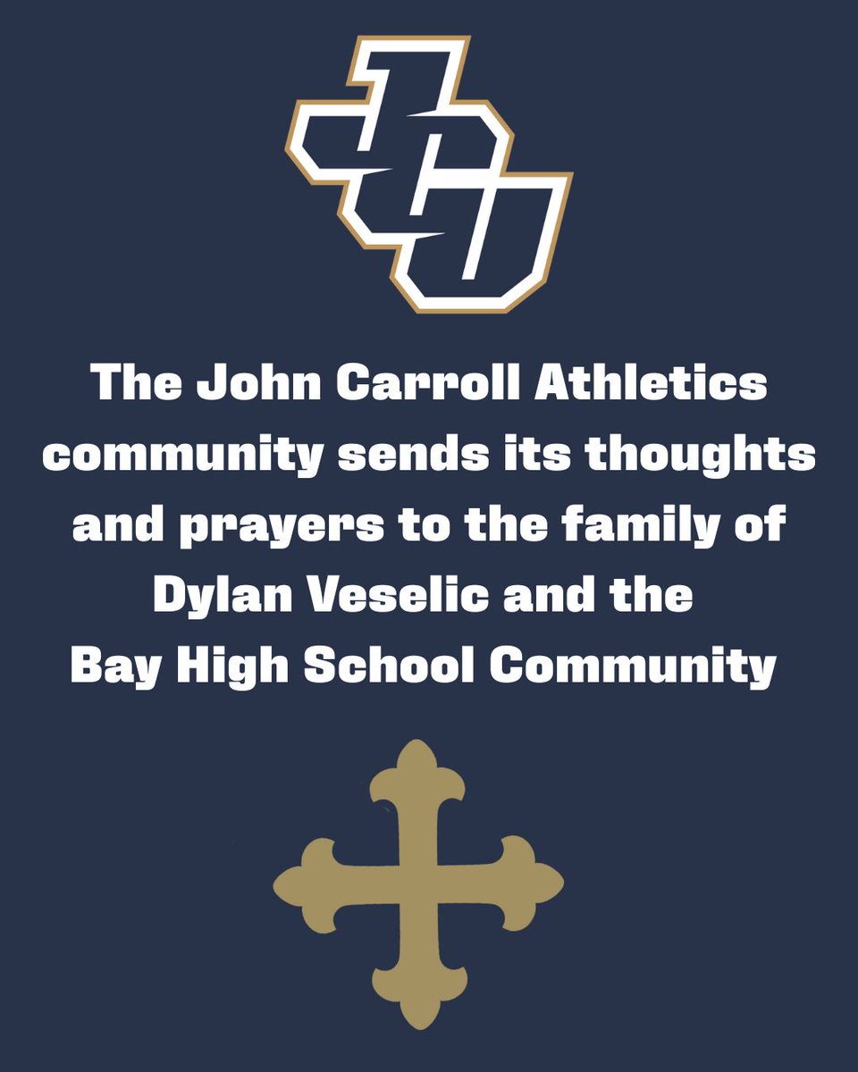 The John Carroll family is sending love to the Bay High School community during this trying time after the loss of Dylan Veselic 💙💛