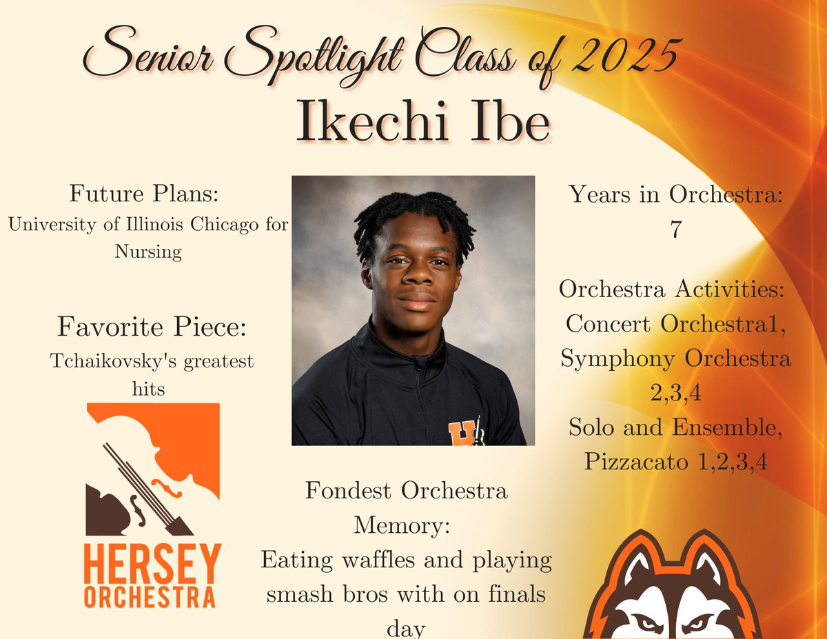 Congratulations to our next 2025 Senior Spotlight: Ike Ibe! (Senior Cellist) We are so proud of your commitment to the Symphony orchestra. Have fun saving lives!