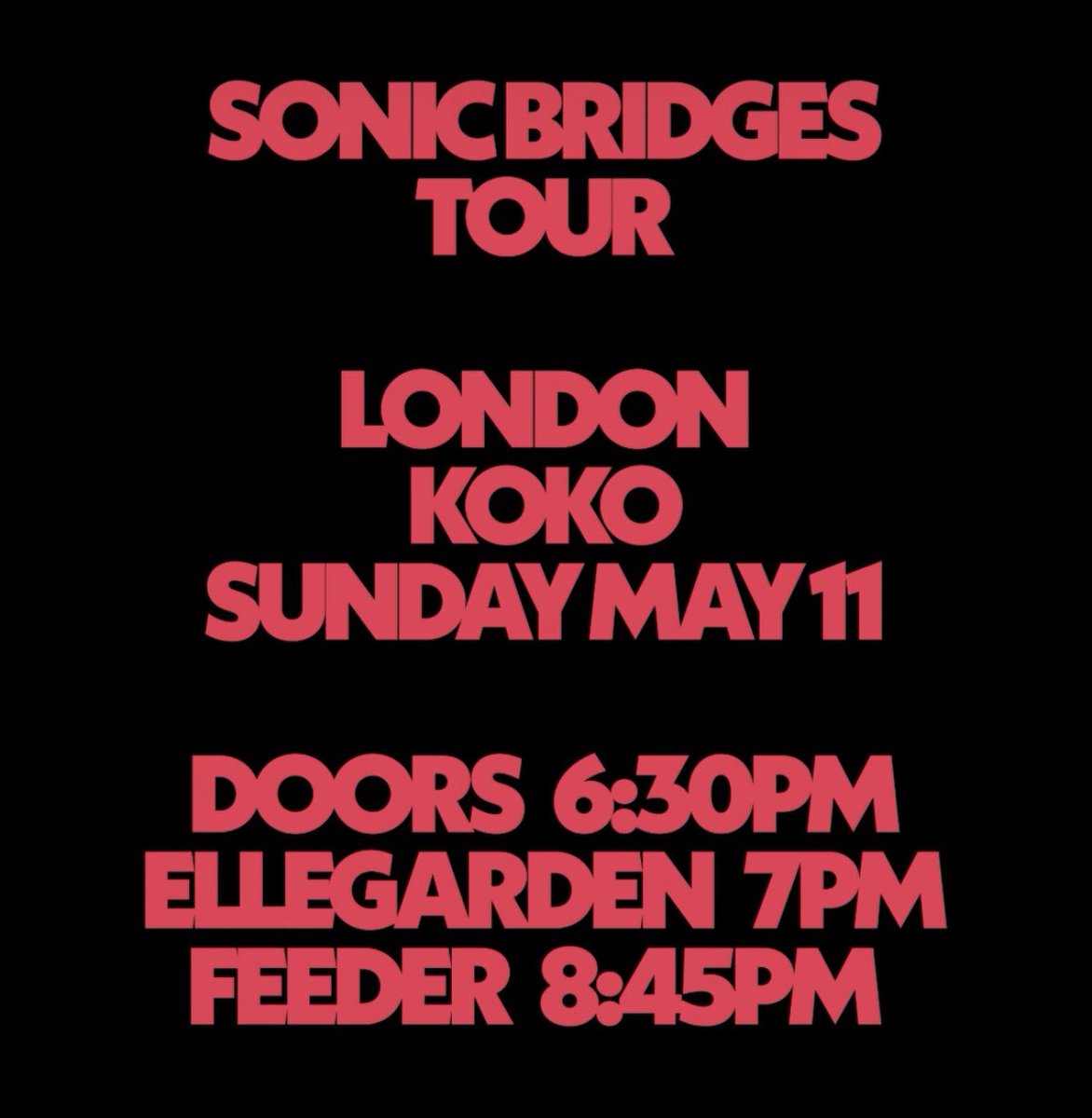 Feeder + Ellegarden at <a href="/KOKOLondon/">KOKO Culture</a> on Sunday 11th May. koko.co.uk/events/feeder-…