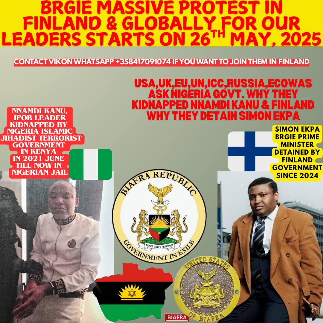Airborne_X1's tweet photo. SPECIAL ANNOUNCEMENT 📢
Fellow #Biafrans
Save the date for protest for our
Supreme Leader &amp; Prime Minister.
26th May 2025🗓️ https://t.co/NWl655zM9m