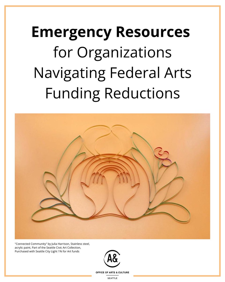 Arts and cultural organizations are facing the impact of recent federal grant reductions and terminations. We've shared a list of resources that may be useful for organizations affected. In many cases, appeals must be filed by Fri, May 9.

Find Resources: artbeat.seattle.gov/2025/05/08/eme…