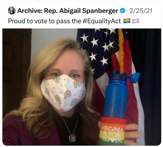 Anyone who thinks—or votes—that boys belong in the girls' locker room has no business being Governor of Virginia.

Bless your heart, @spanbergerforva.