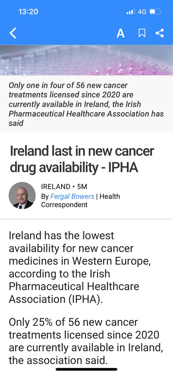 CMHaughey's tweet photo. #CancerAware
#CancerTreatment
Ireland 🇮🇪 lags behind all other western EU states in the roll out of life preserving cancer drug therapy treatment according to Irish Pharmaceutical Health Association https://t.co/8VtuWfbUbg