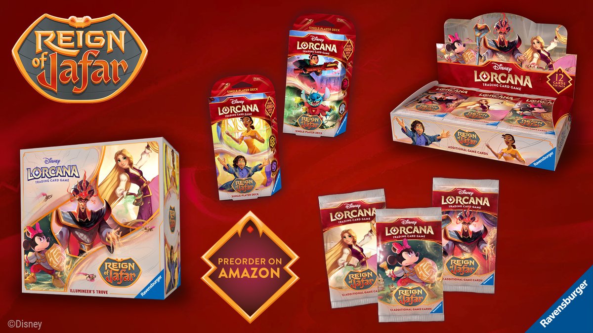 His Crown. His Realm.  

Prepare for the Reign of Jafar coming June 6th by preordering now on Amazon! ow.ly/YlHm50VPG6i 

#Disney #DisneyLorcana #ReignOfJafar