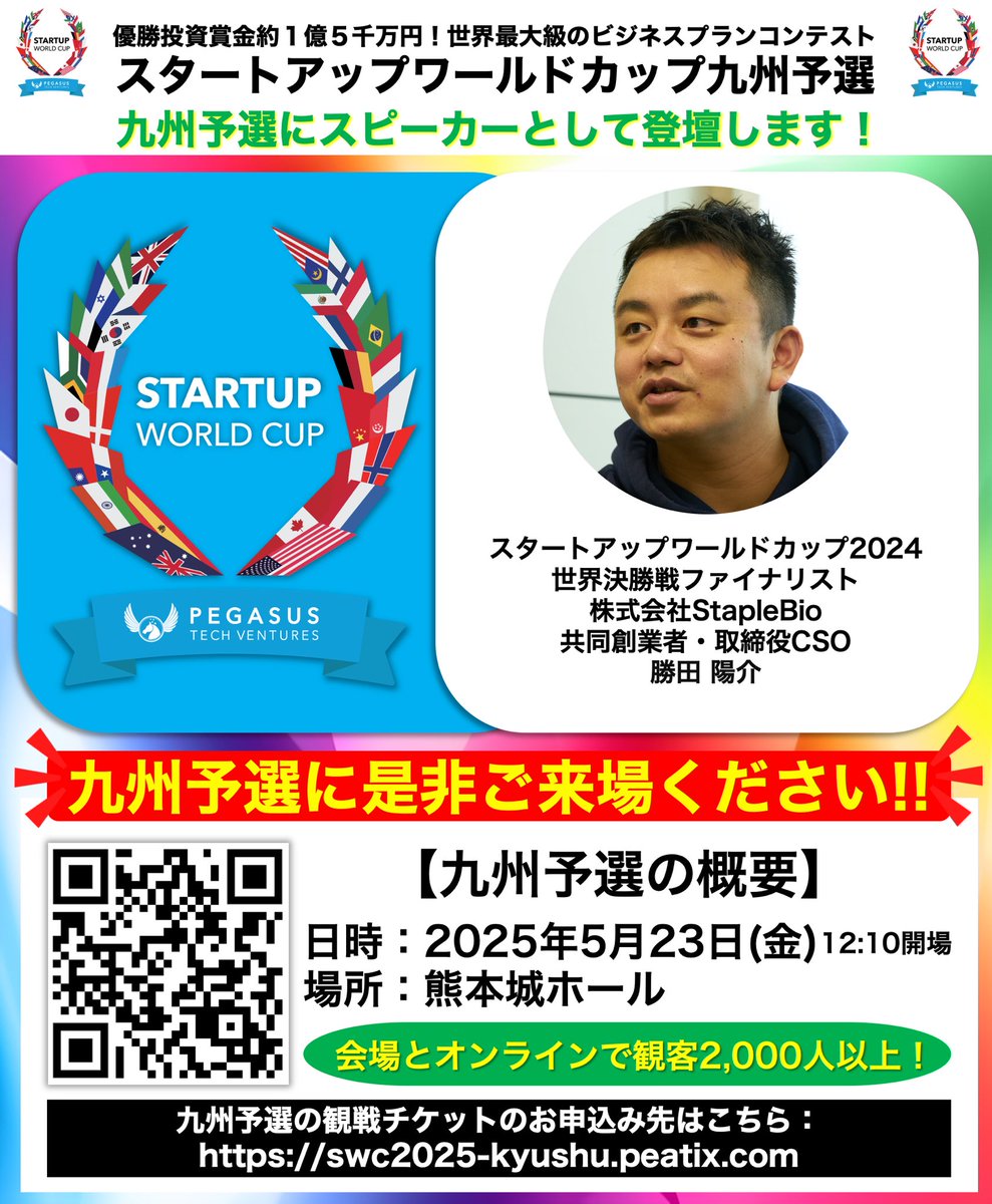 Yousuke Katsuda (@yousukekatsuda) on Twitter photo 今年はスピーカーとして登壇させて頂きます。何かお役に立てると良いのですが…参加されるスタートアップの方々には本当に頑張って欲しいし、めちゃくちゃ応援してます!
#StartupWorldCup #StapleBio #Kumamoto #KumamotoUniversity 今年はスピーカーとして登壇させて頂きます。何かお役に立てると良いのですが…参加されるスタートアップの方々には本当に頑張って欲しいし、めちゃくちゃ応援してます!
#StartupWorldCup #StapleBio #Kumamoto #KumamotoUniversity