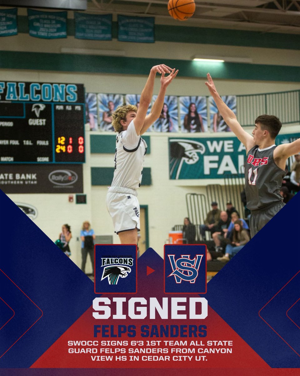 SWOCCBASKETBALL's tweet image. We are excited to announce the signing of 6’3 guard Felps Sanders from Canyon View HS in Cedar City, UT. Felps was a 1st Team All State selection this past season. Welcome to the family Felps!