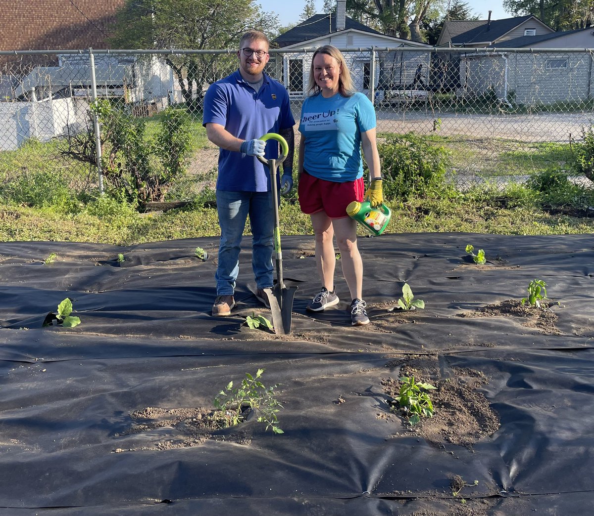 CheerUpOmaha's tweet photo. Planted the Community Garden at  Victory Boxing Club today!! Veggies for all coming soon!!! @victoryboxing #communitygarden #Community #plants #Vegetable #veggies #Charity #CheerUp https://t.co/zKlhTD4XC7