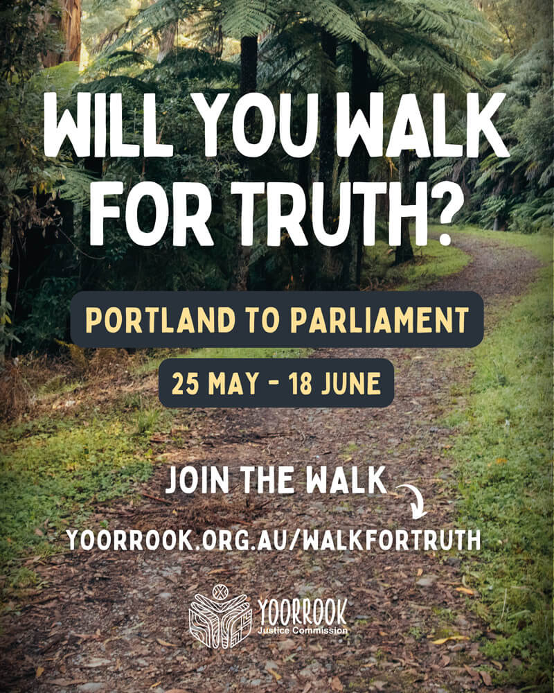 Walk for Truth 🖤💛❤️

A journey across Country, honouring truth, strength, and resistance.

From Portland to Melbourne (May 25–June 18), we walk together to face the past and shape a just future.

Find out more and register 👇
yoorrookjusticecommission.org.au/events/walkfor…