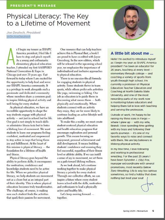 Dr. Joe Deutsch (@drjoedeutsch) on Twitter photo The newest issue of <a href="/SHAPEAmerica/">SHAPE America</a>ās Momentum magazine came out today! I am honored to serve as your President and to be able to promote Physical Literacy and Life-Long Physical Activity! š#SHAPEAmerica P.S- I am working hard to try and bring <a href="/Below0Wrestling/">Below Zero Wrestling</a> to #SHAPEKC š¦šš The newest issue of <a href="/SHAPEAmerica/">SHAPE America</a>ās Momentum magazine came out today! I am honored to serve as your President and to be able to promote Physical Literacy and Life-Long Physical Activity! š#SHAPEAmerica P.S- I am working hard to try and bring <a href="/Below0Wrestling/">Below Zero Wrestling</a> to #SHAPEKC š¦šš