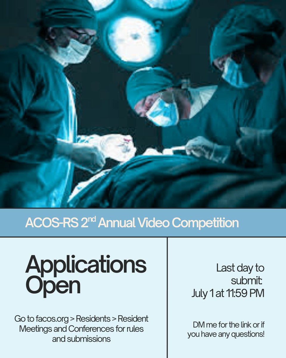 🎥🏆 Calling All Surgery Residents!
Think your surgical skills deserve the spotlight? 💡 Now’s your chance! Submit your best surgical video for our Resident Surgical Video Competition — a friendly challenge to showcase technique, creativity, and teaching value.