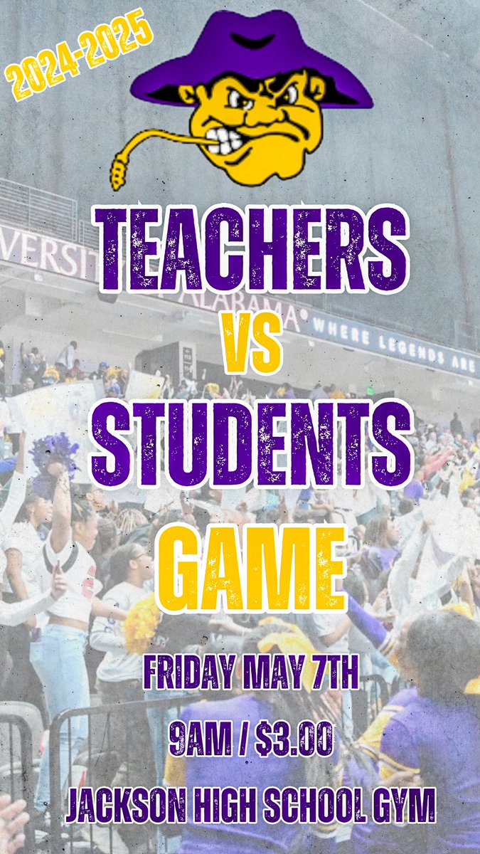 Everyone come out on tomorrow and be apart of our Annual Event. JHS Teachers vs JHS Students. You don’t want to miss the excitement🏀🟣🟡
Is this the year the students “FINALLY” get a win?