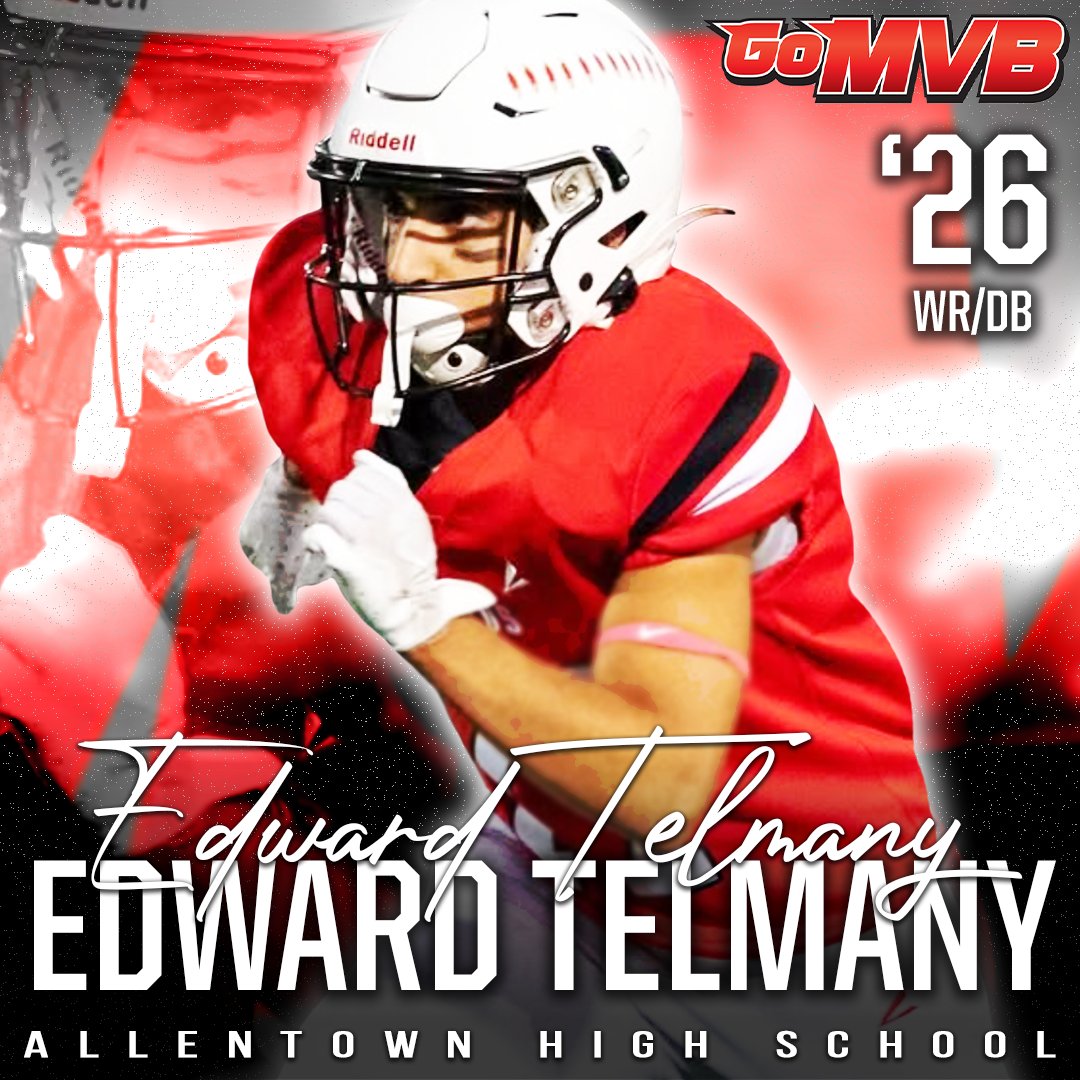 GoMVB's tweet photo. 🚨Player Spotlight🚨⁠
EDWARD TELMANY
'26 WR/DB
Allentown HS, NJ
Follow: @ETelmany
⁠
#gomvb #hsfootball #studentathlete #collegerecruit #collegerecruiting #athlete https://t.co/m6SfKP9HlN
