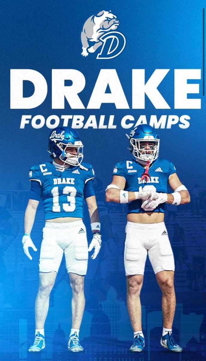 Thank you <a href="/Coach_VasquezAJ/">A.J. Vasquez</a> for the camp invite <a href="/DrakeBulldogsFB/">Drake Football</a>