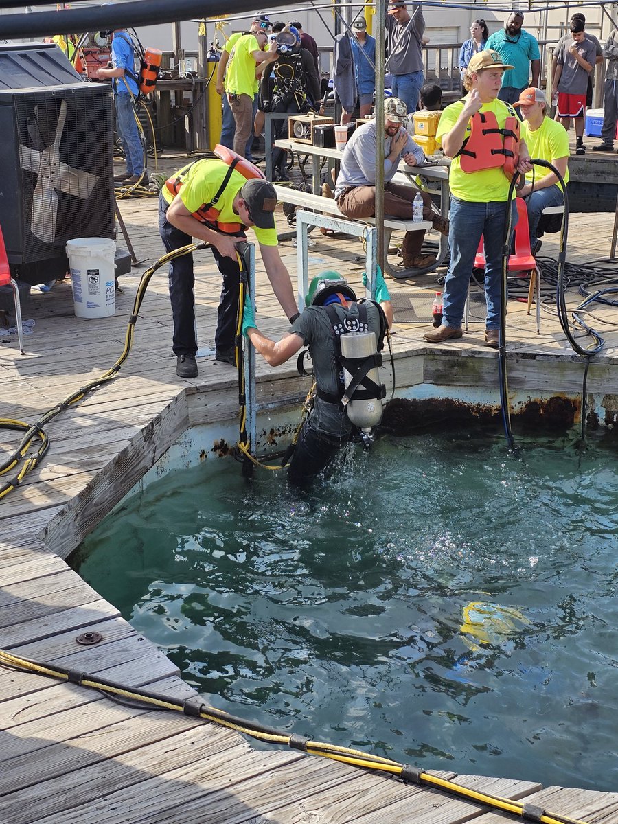 Students had a unique opportunity to underwater weld at the ocean corporation in Houston today