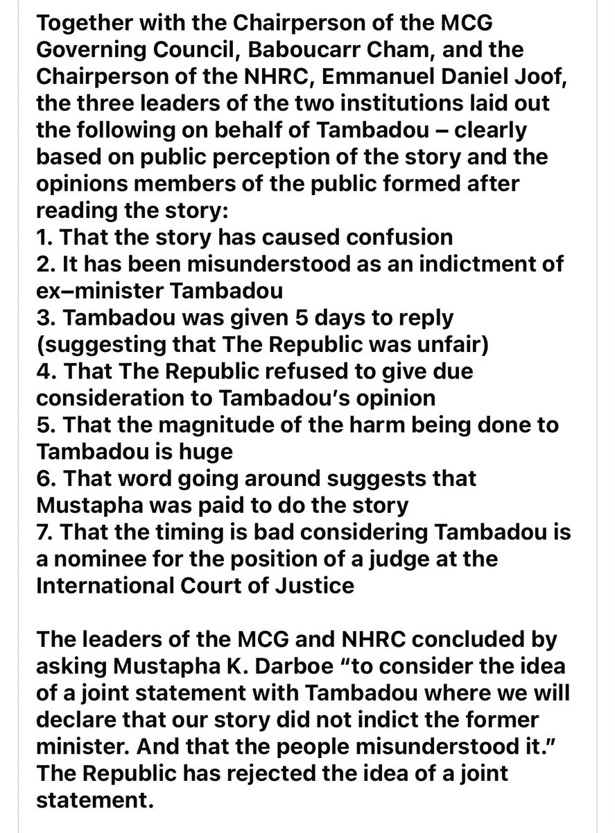 To say that I’m disappointed &amp; angry with both the MCG &amp; NHRC would be an understatement. How could they do such a thing? They are supposed to protect Mustapha’s rights as a journalist, not question him or call him in for interrogation based on "people's perceptions"of the story!